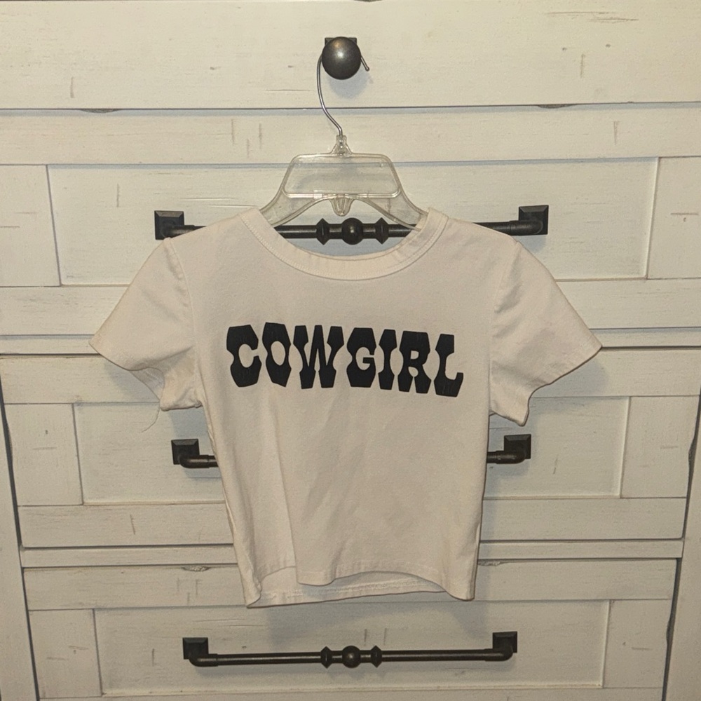 Graphic “cowgirl” crop top